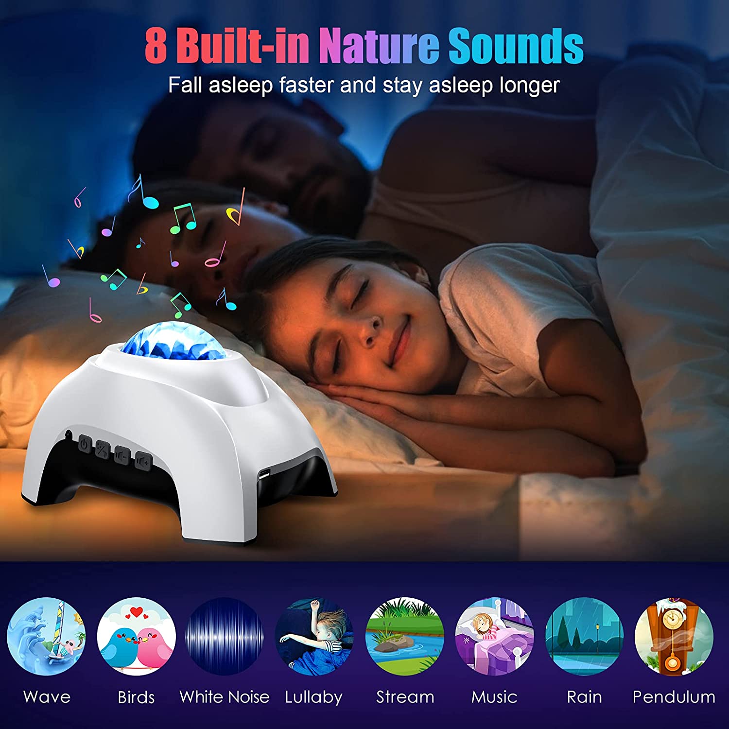 Aurora Projector Star Night Lights Northern lights Galaxy Projector for Bedroom Kids Gift with Wireless Speaker & White