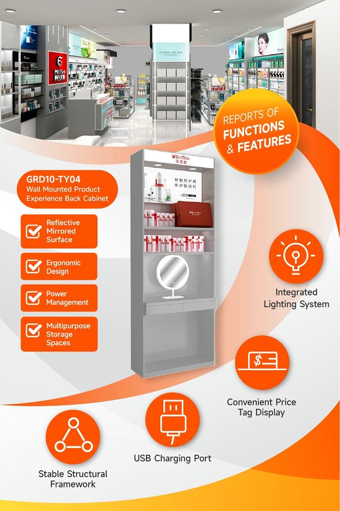 GDR10-TY04 Retail Store Display with 60mm Soft Film Light Box and 5mm White Glass for Branded Specialty Stores