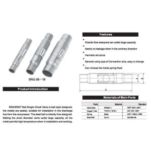  SRG-06 Refrigeration Brass Check Valve Ball Single Check Valves Manufactures