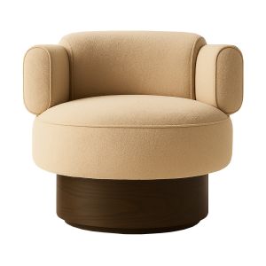 CloudSoft 360-Degree Swivel Lounge Chair with Bouclé Upholstery and Solid Wood