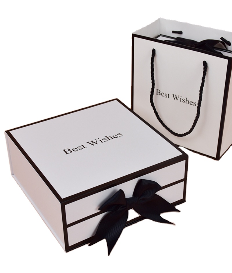 Flower Necklace Jewelry Tie Paper Keychain Magnetic Gift Box with Ribbon Box Type Rigid Boxes