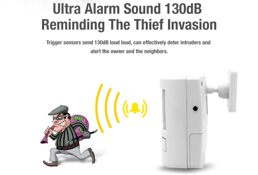 PIR Motion Sensor Alarms with 10m Remote Control Long Distance and Long Standby Province Electricity