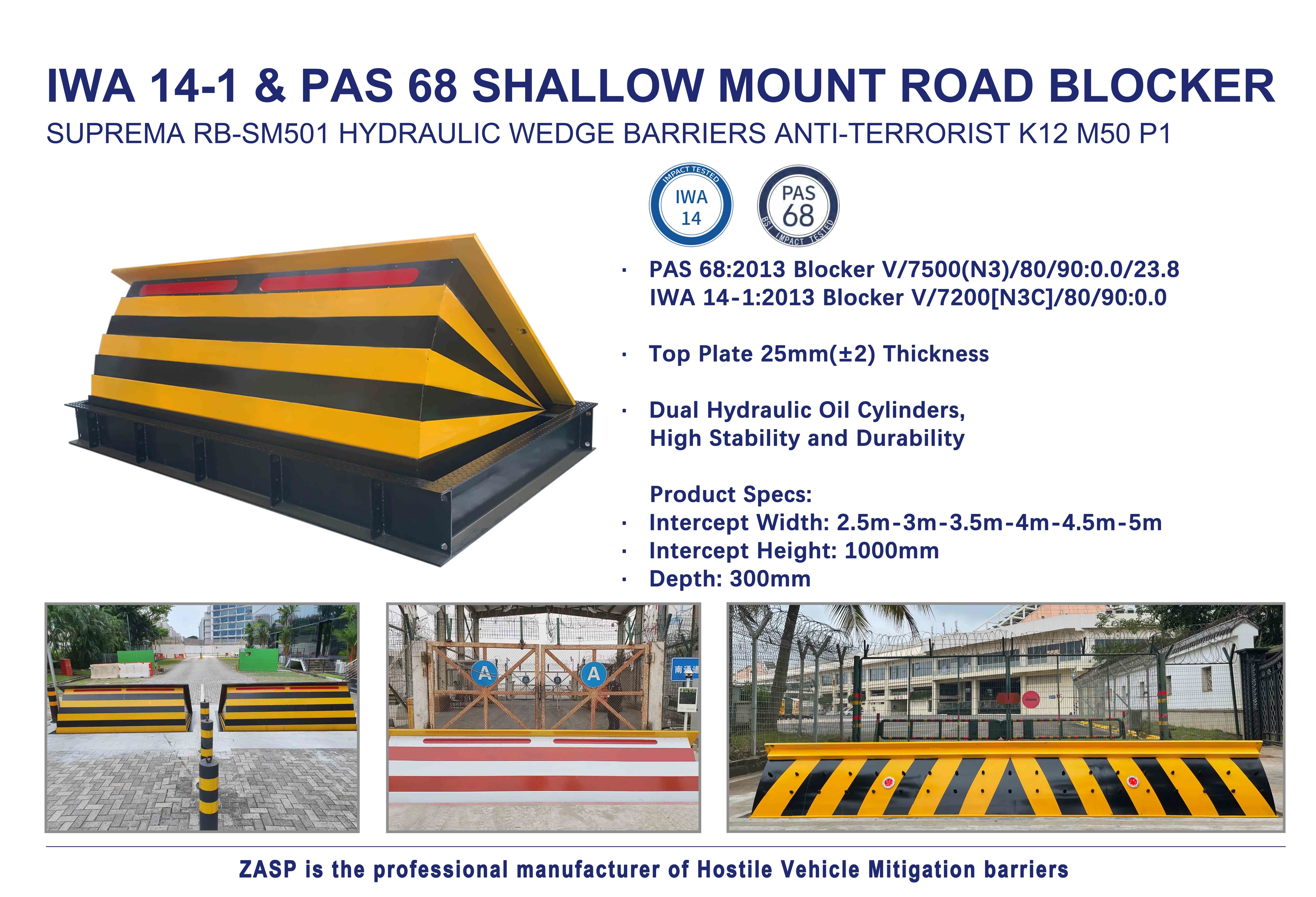 Surface Mounted Road Blocker System Impact Test K12 Road Blocker For Perimeter Protection