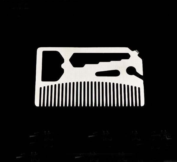 Custom cool innovative men gift, engrave logo stainless steel multi function credit card wallet beard comb bottle opener