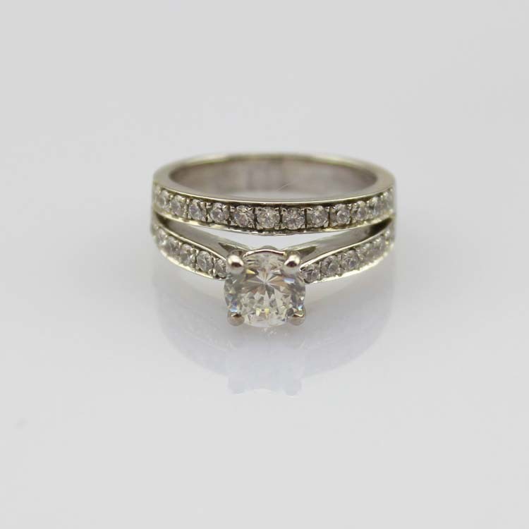 925 Sterling Silver 6mm CZ Diamonds Engagement Wedding Ring(R283)