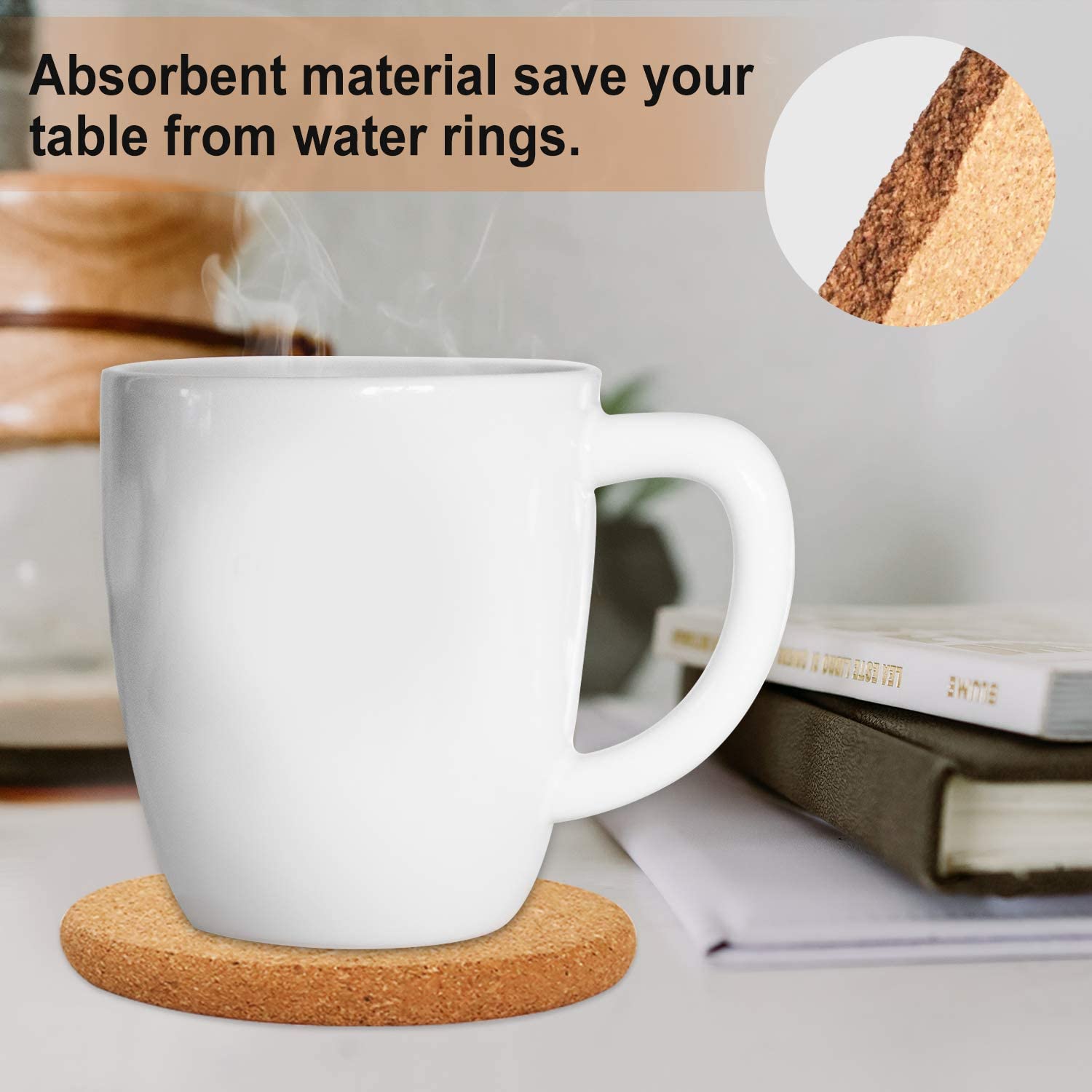 Wholesale Reusable Natural Cork Coasters With Metal Holder For Bar Glass Cup Table