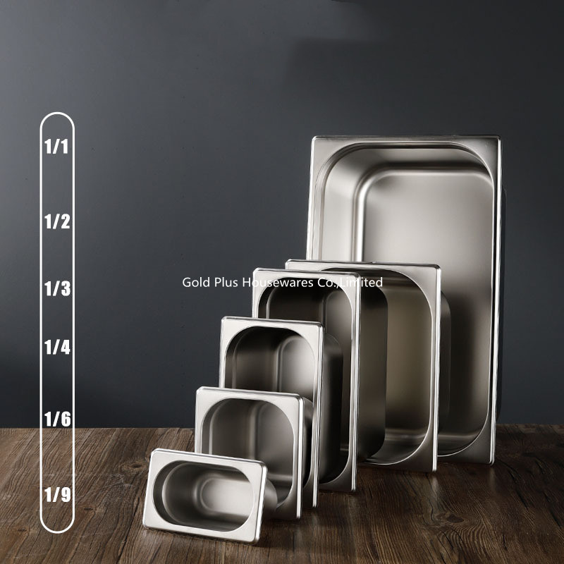 Multi Sizes Anti Scratch Stainless Steel Serving Pan With Lid Metal Compartment Containers