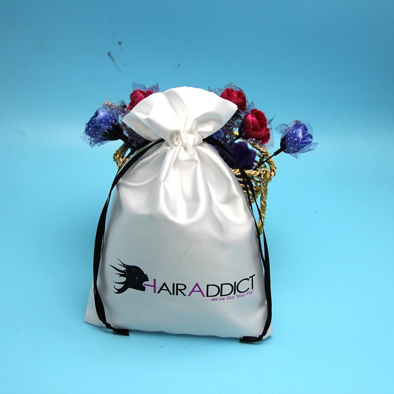 Colored Hair Bags For Hair Extension , Portable Satin Drawstring Gift Bags