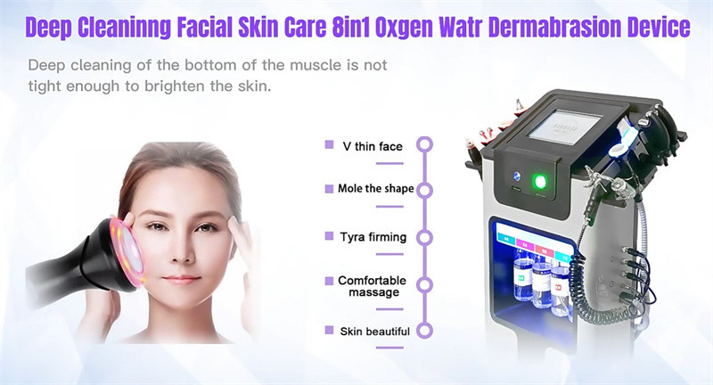 Vertical Multifunctional 8in1 Hydro Oxygen Machine H2O2 Skin Care Deep Cleaning