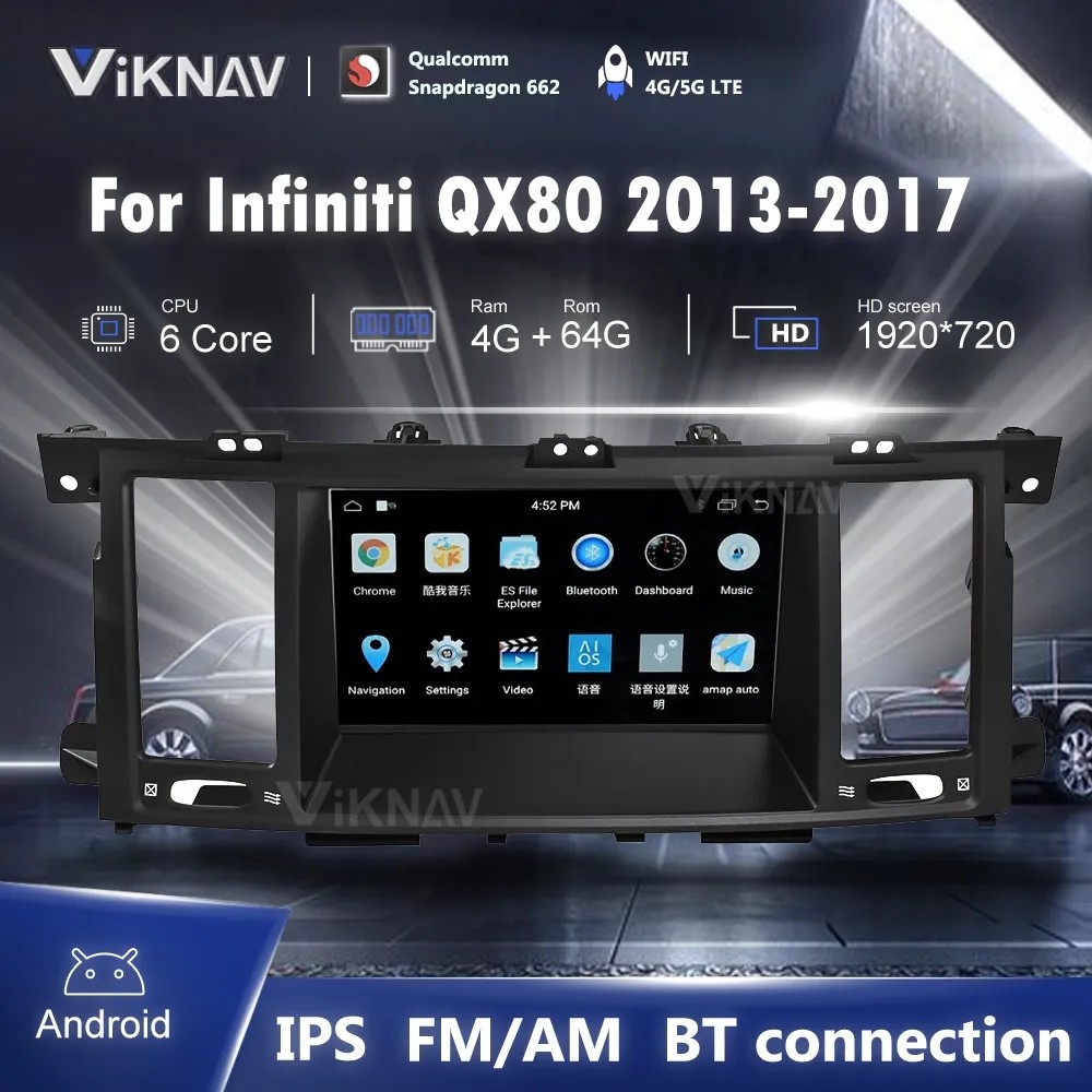 8 Inch 8 Core touch screen Head Unit For 2013-2017 Infiniti QX80 Navigation GPS Multimedia DVD Player Wireless Carplay