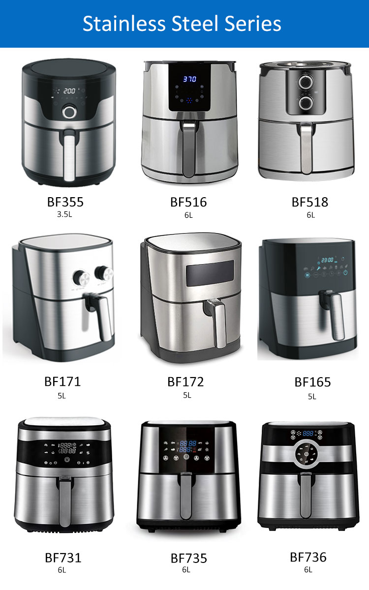 5L Stainless Steel Multifunctional Air Fryer Oven Small Smart Square Healthy Electric Household Use