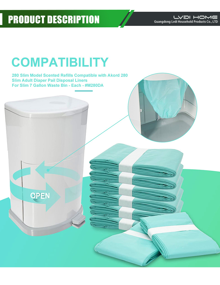 Jianibell Adult Diaper Liner Refills Bags 16L korbell bags Refill Fresh Powder Scented Dekor Diapers Dails Refill Bag