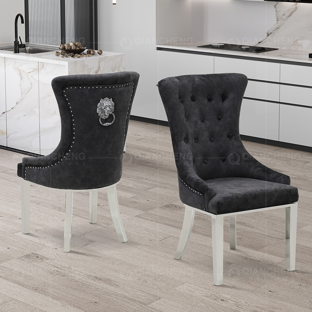 Modern 0.2CBM SS Dining Chairs Home Furniture Velvet Fabric Dining Chairs