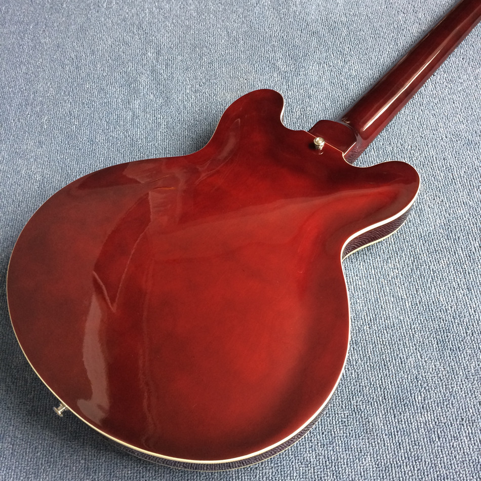 New style high-quality hollow body electric guitar 4 string bass, Double F holes, Wine red body,Free shipping