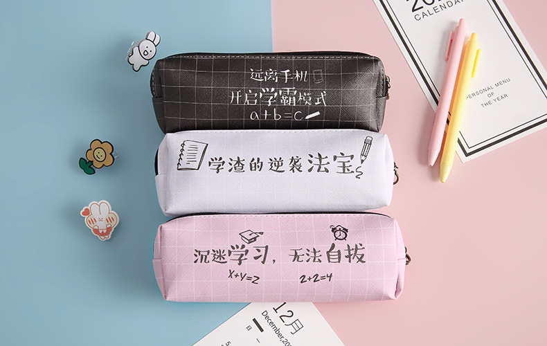 Canvas Pencil Case with PVC Lining Material and Cartoon Printing Zipper Pencil Pouch Bag