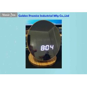 China 5V Input Round Bamboo Mirror With Clock Display And LED Compensate Light on sale