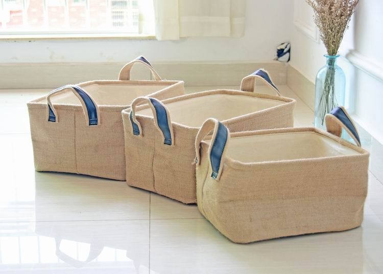 Waterproof Jute Collapsible Foldable Laundry Basket washing basket