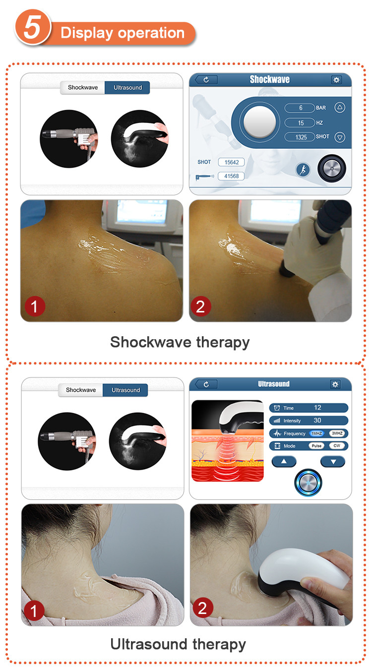 2 Handles Shockwave Ultrasound Physiotherapy Machine For Pain Treatment