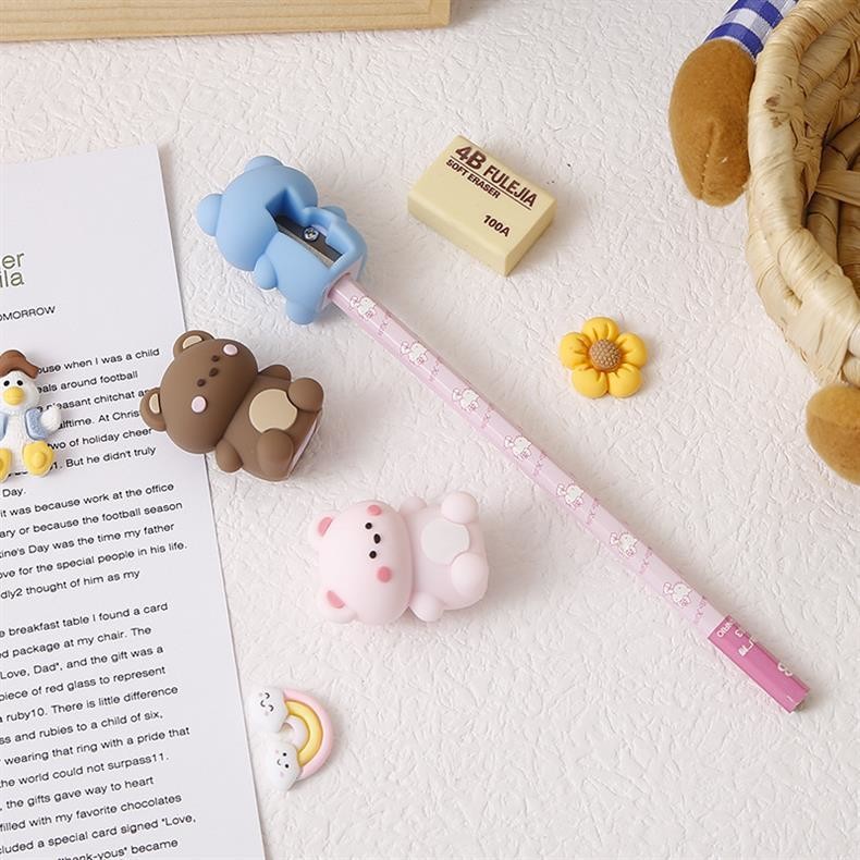 Mini Kids Pencil Sharpener Stationery Cute Manual Pencil Sharpener Silicone Stationery