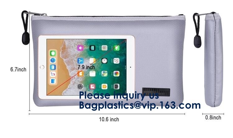 OEM custom luxury travel money passport safe zipper storage pouch fireproof document bag Pouch Money Fiberglass Fire Saf