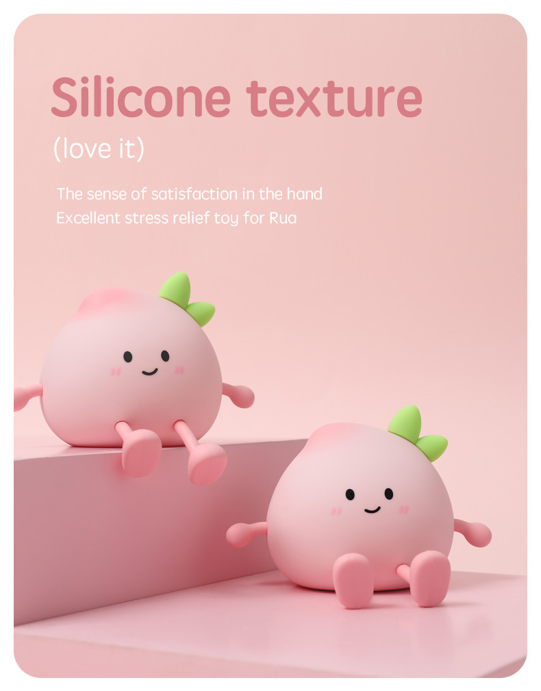 Latest Cute Peach Silicone Night Light Rechargeable Eye Protection Bedside Lamp For Baby Bedroom Colorful Peach Night Lighting