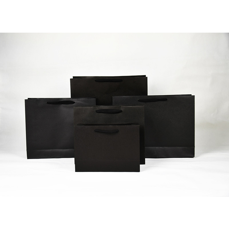 Customizable Luxury Shopping Paper Bag Black Shopping Bag With Handle