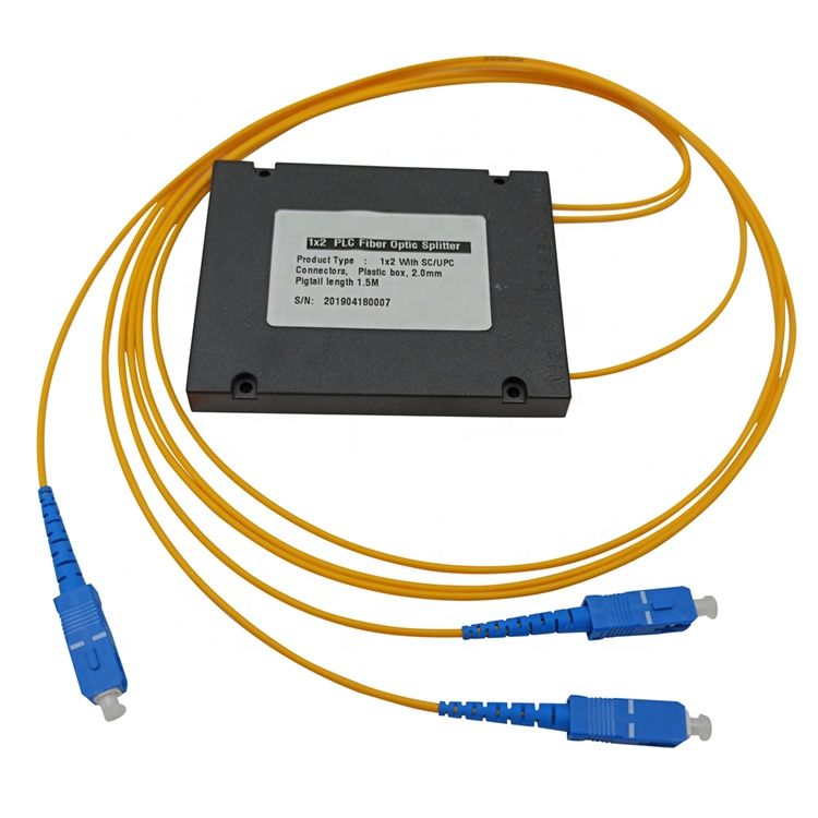 PLC Splitter With Connector 1 meter 1*2 Abs Box Type PLC optic fiber Splitter
