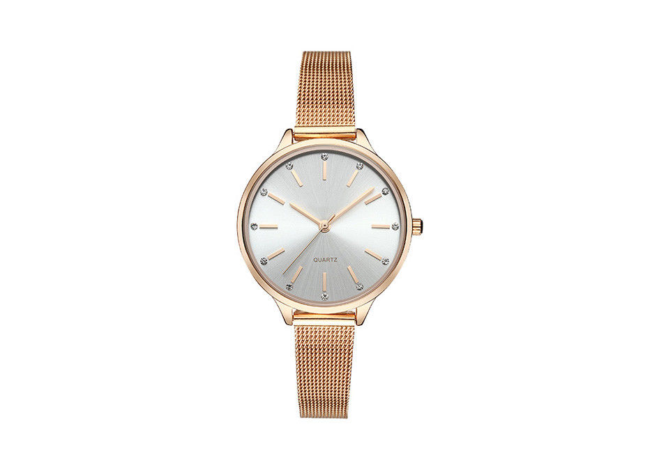 SS Small Ladies Wrist Watch , Milanese Bracelet Stainless Steel Back Quartz Watch