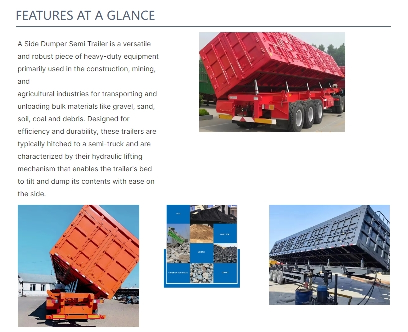 3-Axles Tipping Coal Mine Transportation Semi Trailer Engineered For Efficient Transportation Unloading Of Sand Coal