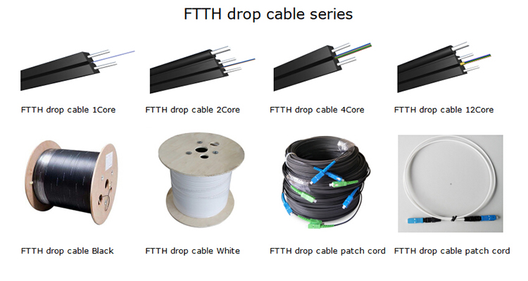 Self Supporting 2 Core Outdoor Fiber Optic Cable For FTTH Drop