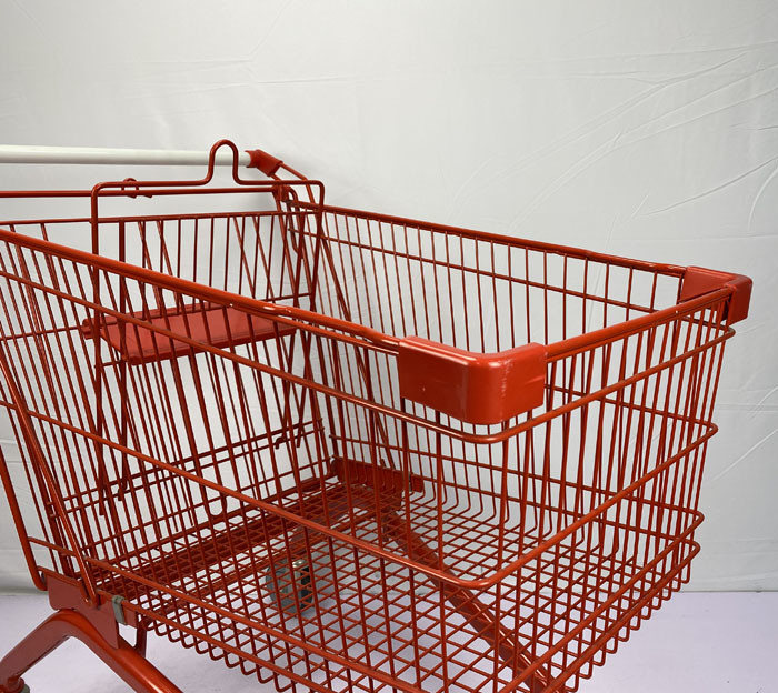 Large Capacity 180L Steel Shopping Cart European Style Red Custom Shopping Trolley Cart
