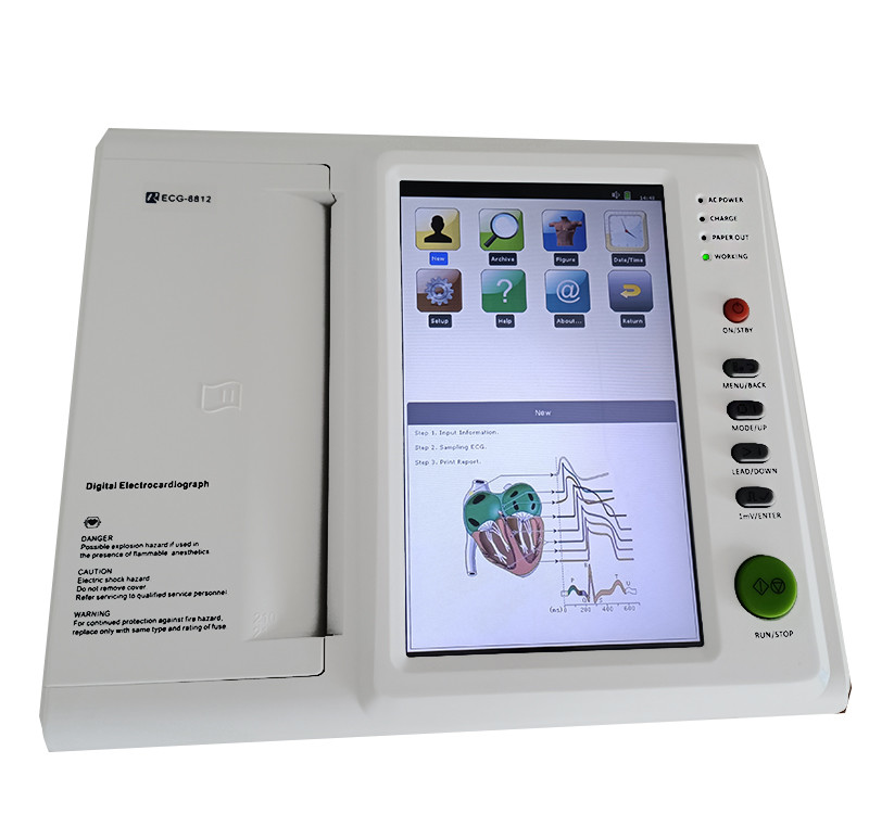 Rechargeable Rainbow Official Portable 12 Lead Ecg Machine 12 Channel