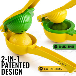 Yellow Metal Hand Juicer Lemon Squeezer 2-In-1Modern