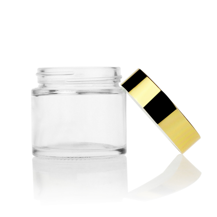 Round 15g-100g Cream Glass Jars Transparent Skin Care Packaging
