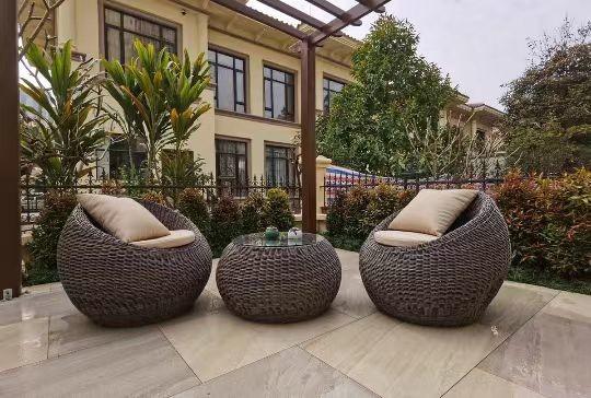 Hotel Outdoor Light Luxury Ellipse PE Rattan Sofa Set Patio Garden Waterproof