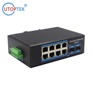 8port 10/100/1000Base-T to 2x1000M-Fx industrial Unmanaged SFP Ethernet switch