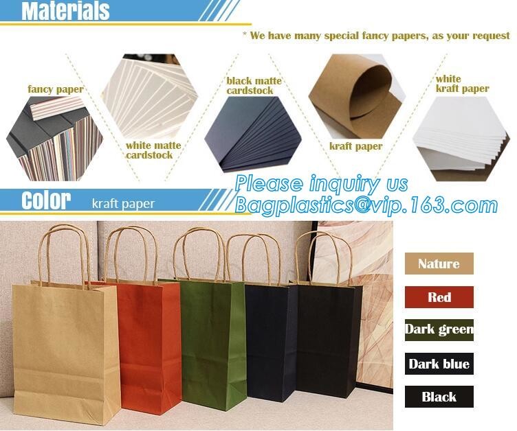 Customized Red Printed Kraft Paper Shopping Bag with Ribbon Handles and Bowknot,Kraft Paper Shopping Bag with Kinds off
