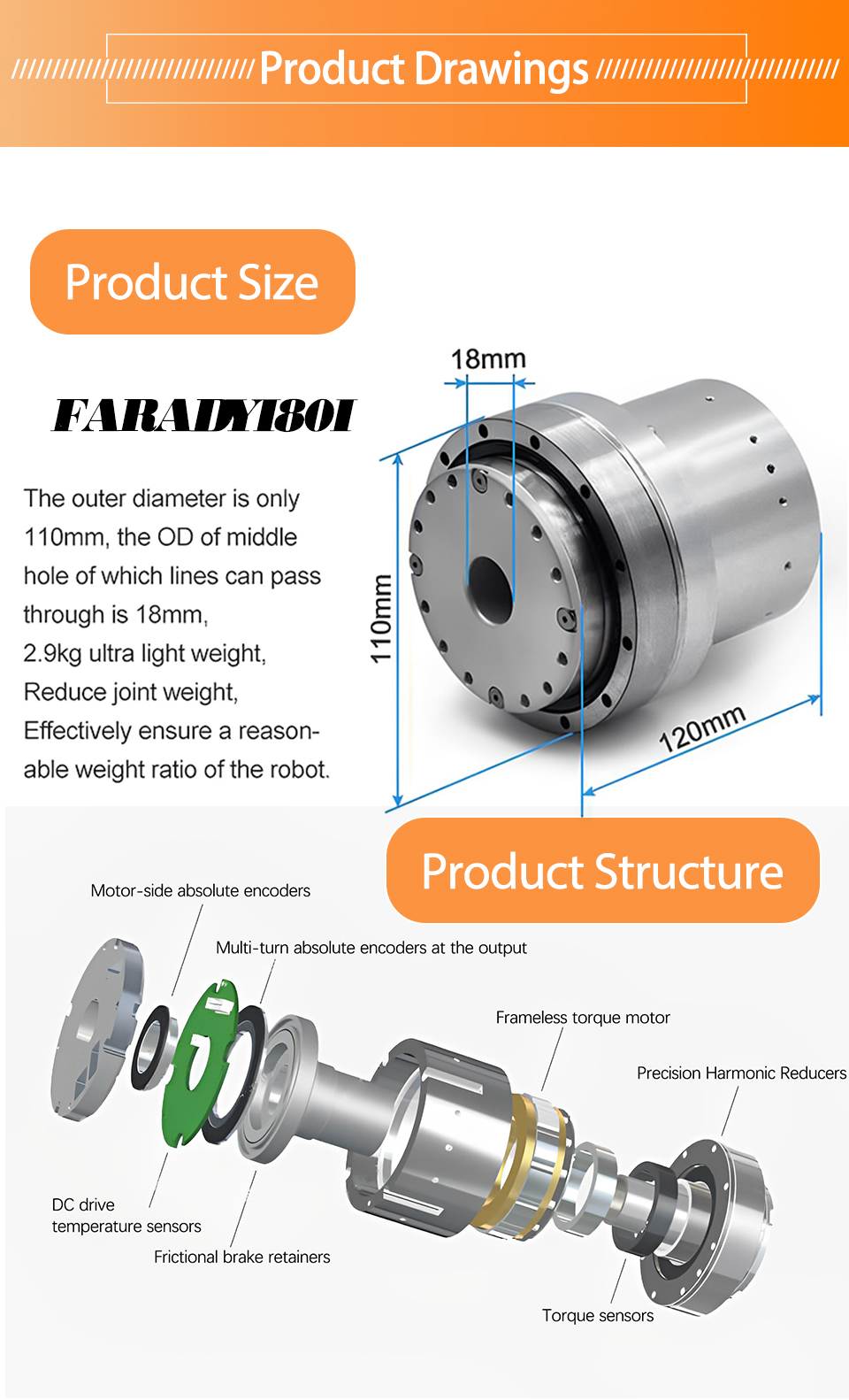 Brushless AC Servo Motor High Torque Drive For Robotic Hands