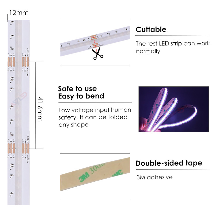 Exterior Coloured LED Strip Lights DC12V 24V Dotless RGB LED Strip Super Bright