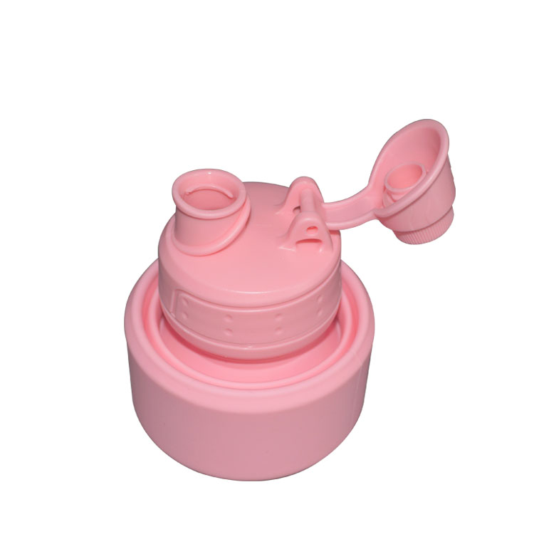 Outdoor Sports Folding Silicone Water Bottle 500ml Pink Thermal Insulation With Lid
