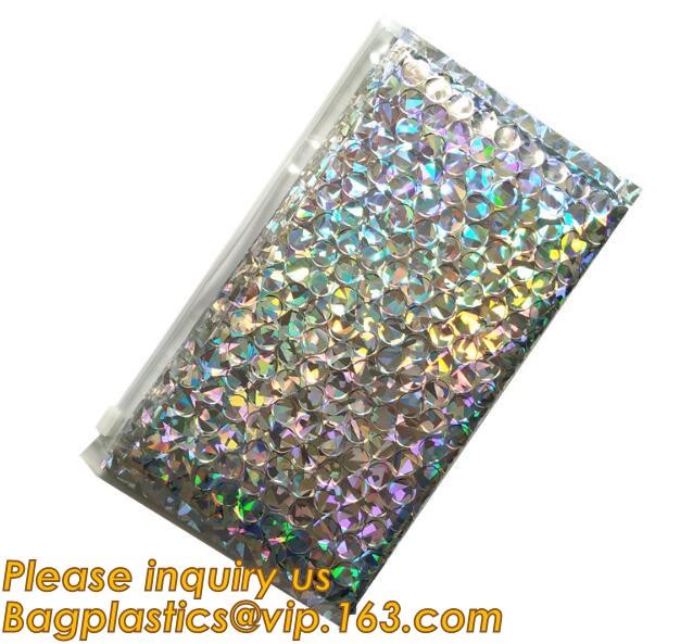 air mail metallic holographi rose gold bubble padded mailer / Zip lockkk bubble bag/ slider bubble bag,Holographic Factory