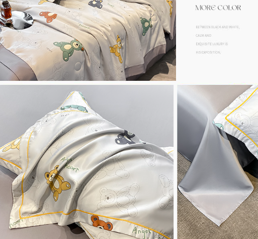 National Standards Color Fastness Grade Ice Silk Bedding Set Bed Cover Sheet for 2.0m Bed