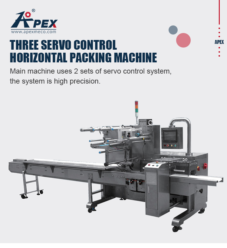 Three Servo Control Horizontal Automatic Food Pouch Packing Machines For Biscuit