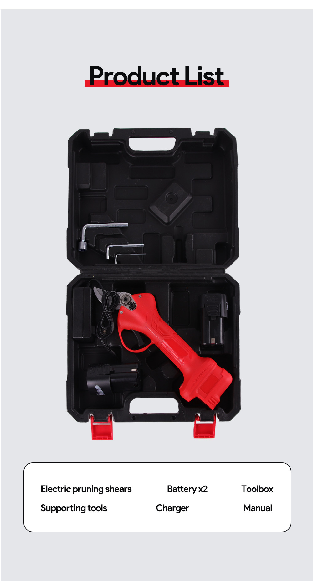 2.5CM Battery Orchard Pruner Cordless Pruner with Cheap Price 16.8V 2.5Ah