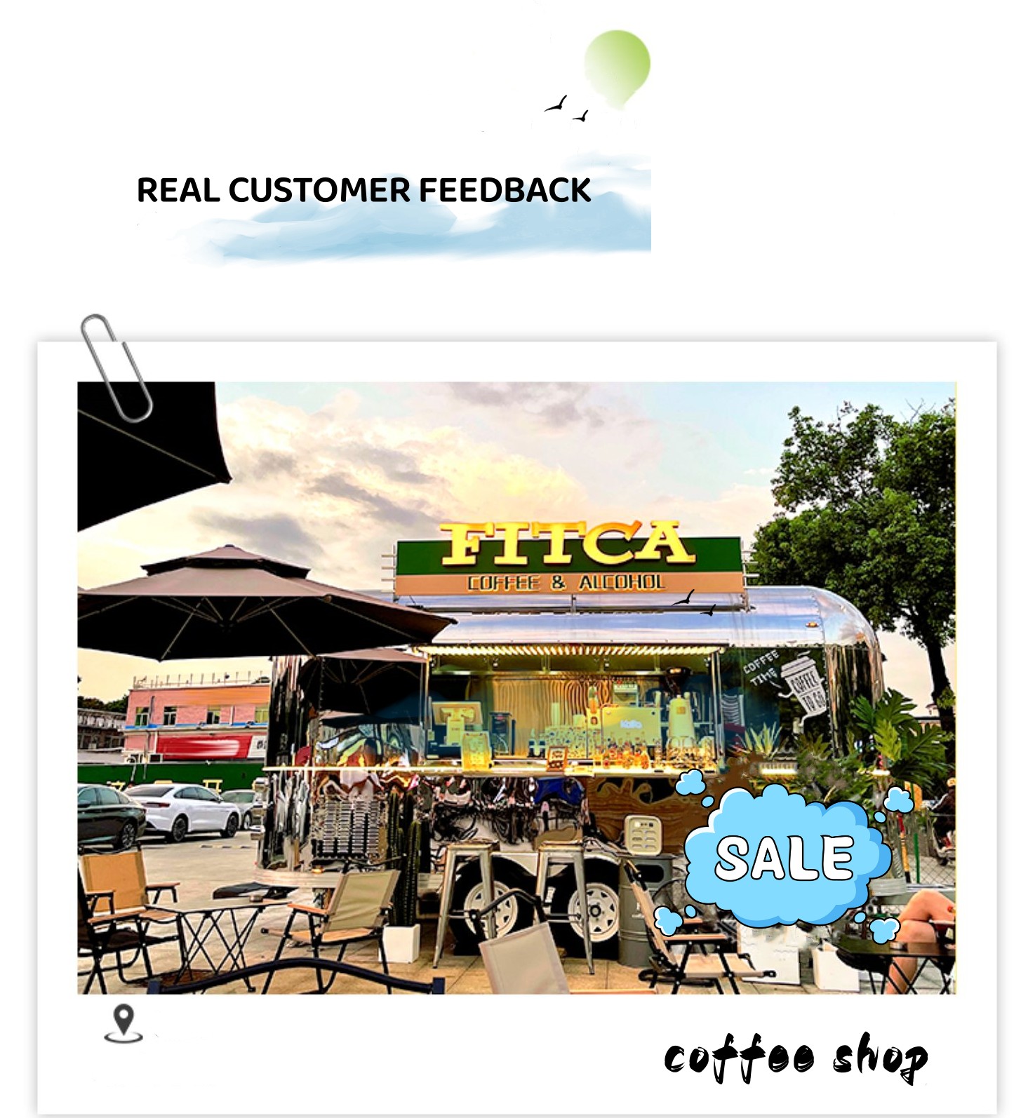 Multifunctional 1.5KW-4.5kw Retro Coffee Car for Mobile Camping and Scenic Dining