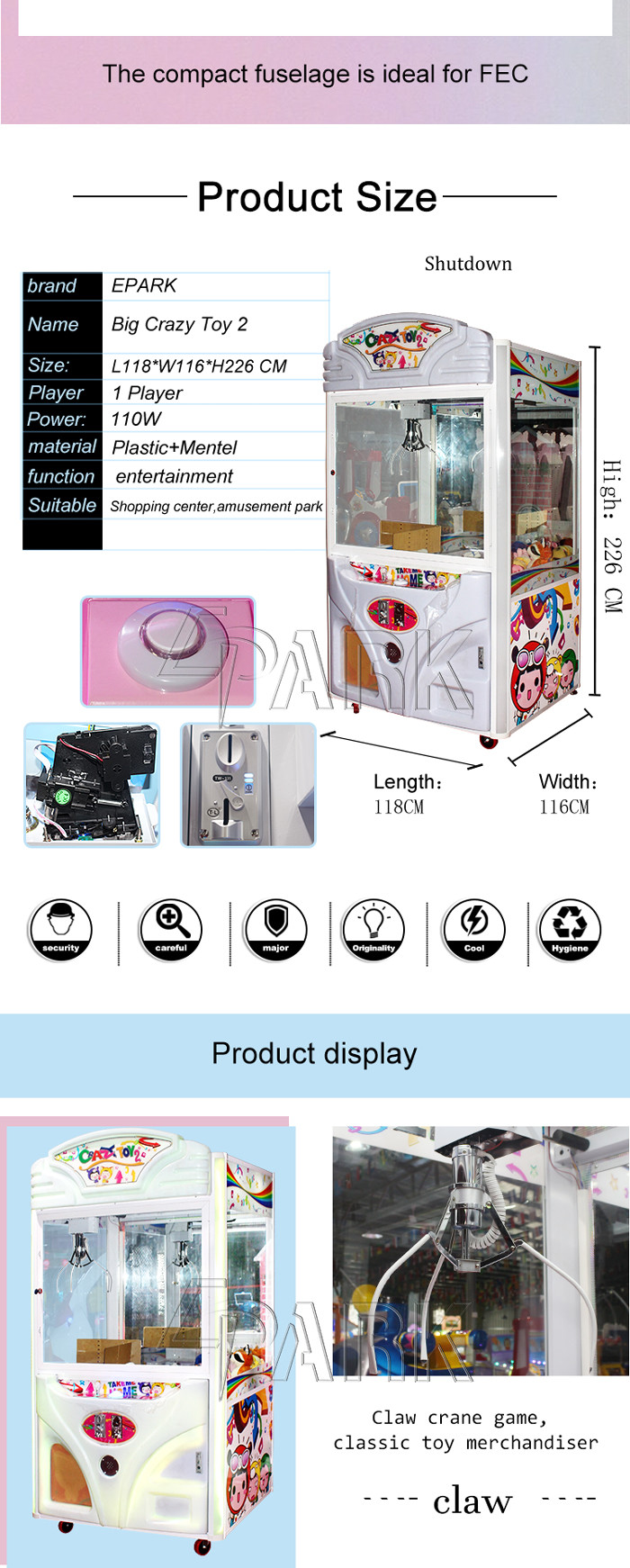 Kid Toy Gift Simulator Crane Game Machine Children Entertainment Equipment