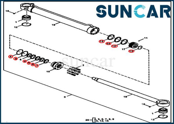 AT383285 Excavator Hydraulic Thumb Kit Cylinder Service Kit For 300GLC 240DLC