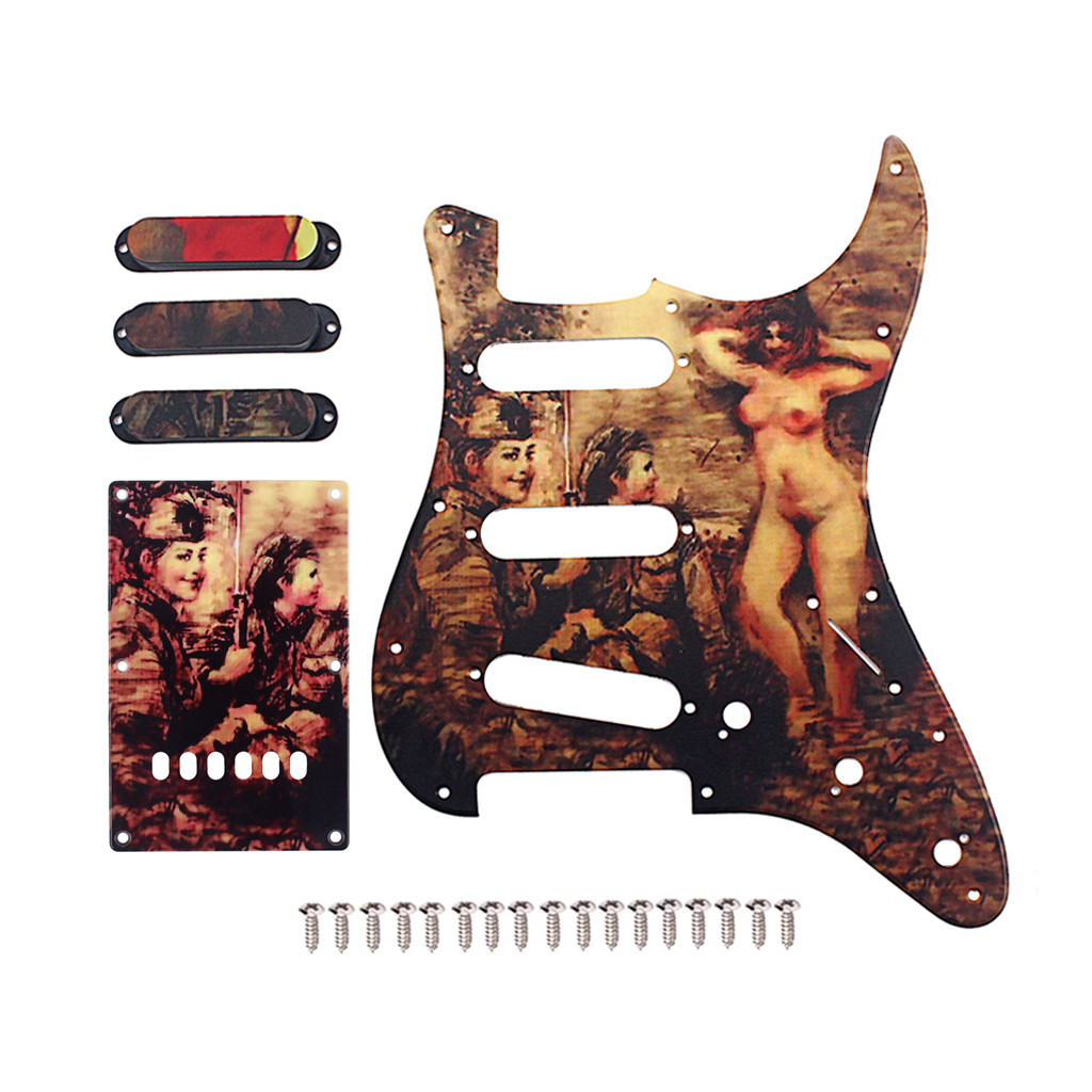 Lady Pattern 3-Ply Standard SSS Electric Guitar Pickguard Set With Screw Back Plate Scratch Plate ST Electric Guitars