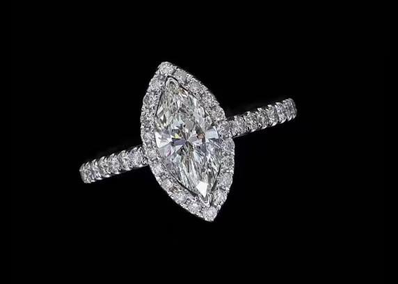 White Diamond Engagement Ring Lab Diamond Jewelry Custom Marquise Cut Shape