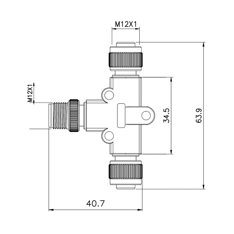 8 Core T Type M12 Waterproof Connector PA66 Female 5 Pin Connector